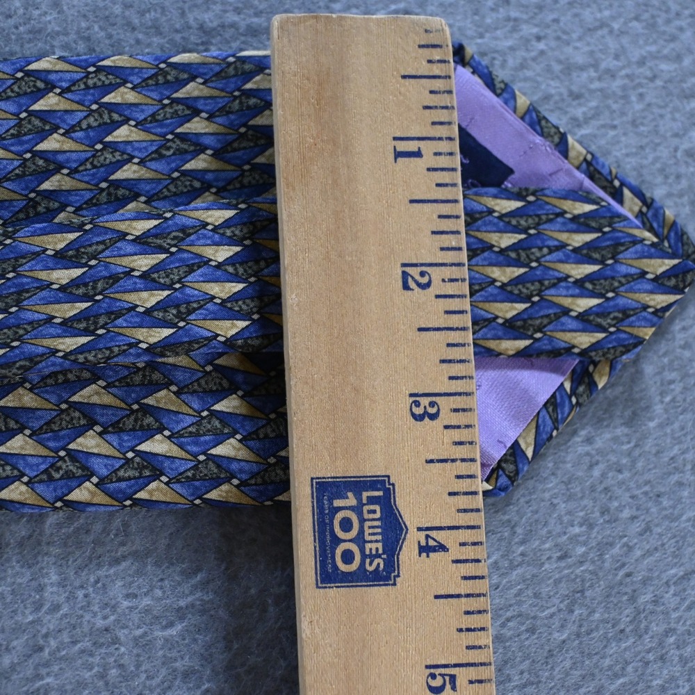 Jimmy Z Mens John Madden Collection Two Geometric Silk Necktie OS Blue Gold - Picture 7 of 7